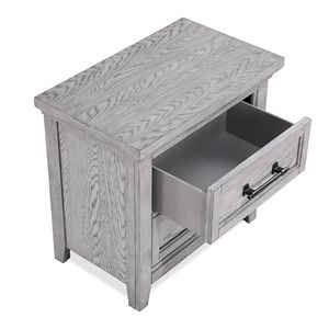 <b>Light</b> Gray <b>Wooden</b> Bedroom Furniture 1pc Two Drawers Nightstand with Metal <b>Pull</b> - Product Image 5