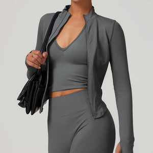 Casual Shirt OEM ODM Services Women's Trendy Long Sleeve Front Zipper Shirt Fashion <b>Clothing</b> Supplier with Custom Zipper Shirt - Product Image 3