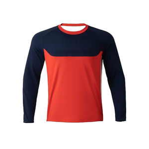 T-shirt en coton biologique 100% respirant à manches longues pour homme, coupe classique, col rond, séchage rapide, sportif, tricoté - Product Image 2