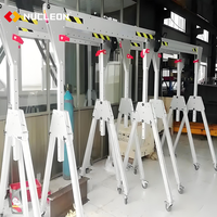 Grues à portique portables mobiles réglables en alliage d'aluminium 500KG 1T 2T 3T 5T avec palan