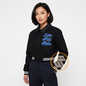 เสื้อแจ็กเก็ตทีมโรงเรียน Zeta phi Beta ผ้าคอตตอนปักลายมีตัวอักษรระบายอากาศ - Product Image 3