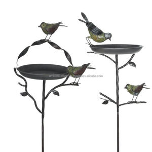 Handcrafted outdoor metal <b>bird</b> bath with <b>stand</b> strong durable iron material weather resistant for garden use - Product Image 1