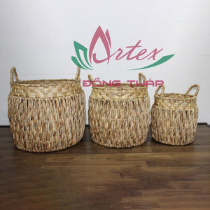 Ensemble de 3 paniers de rangement polyvalents en jacinthe d'eau tressée à la main, style bohème, écologiques, avec poignées, pour l'organisation de la maison, intérieur - Product Image 5