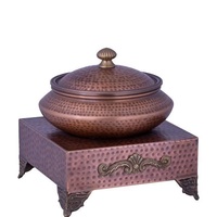 Soporte para Plato de Comida Caliente de Cobre con Exterior Pulido y Tapa de Cobre, Olla Calentadora Ecológica para Buffet, para Servicio de Catering en Hoteles