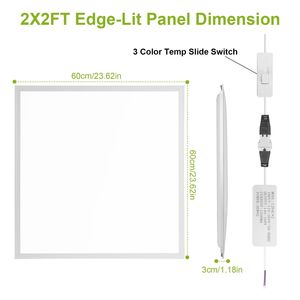 2 Pezzi Pannello LED da 72W 2FT 3800LM, Plafoniera Piatta con 3 Temperature di Colore, Equivalenti a Faretti LED da Incasso - Product Image 2