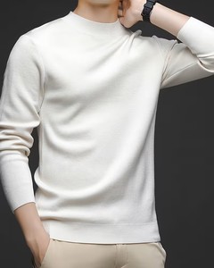 Nouveau pull en maille pour homme automne/hiver, col rond, doublé, brodé, à simple boutonnage, manches longues, couleur unie, col côtelé - Product Image 4