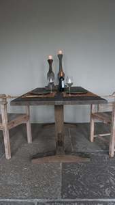 Mesa de Comedor Rústica Hecha a Mano, Mesa de Cocina Estilo Granja, Muebles de Comedor de Madera Reciclada, Mesa Grande de Madera Natural - Product Image 2