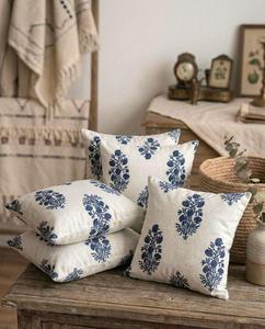 Printed Cotton Cushion Cover Square Throw Pillowcase Floral <b>Sofa</b> <b>Pillow</b> Cover for Bedroom Living Room Decor - Product Image 3