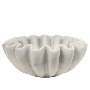 Décoration Florale Minimaliste Contemporaine en Marbre, Arrangement de Table Translucide 100% Fait Main pour Salon - Product Image 3