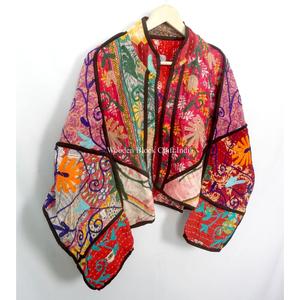 Beautiful Handmade 100% Cotton Kantha <b>Jacket</b> <b>Mandarin</b> <b>Collar</b> Full Sleeves Breathable Eco-Friendly All Season Fashionable Design - Product Image 4