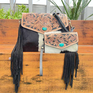 Nuevo Conjunto Combinado personalizado de gran capacidad de 2 piezas, de cuero bolso de mano de vaca y bolso de mano, conjuntos duraderos de nuevo diseño - Product Image 4