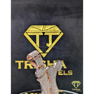 Statement "JR" <b>Name</b> Pendant Moissanite Diamond 925 Sterling Silver Iced Out Hip Hop Jewelry <b>Necklace</b> By Trisha Jewels - Product Image 5