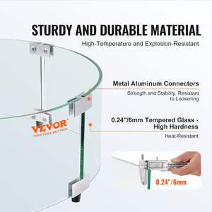 29 X 8 Inch Clear Tempered Glass Flame <b>Guard</b> 0.24-Inch Thick Fire Pit Wind <b>Shield</b> for Propane Gas Outdoor Patio Backyard Fire - Product Image 3