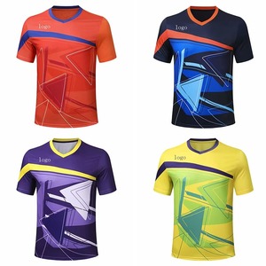 เสื้อกีฬาผู้ชายสั่งทำขายส่ง พิมพ์ลายแบบซับลิเมชั่น สำหรับแบดมินตัน เทเบิลเทนนิส วอลเลย์บอล เสื้อยืดวิ่งแห้งเร็ว รับผลิตแบบ OEM - Product Image 1