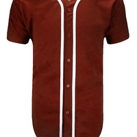 Jersey Baseball Desain Baru Jahitan Kuat, Cetak Sesuai Pesanan, Kancing Depan, Lengan Pendek, Bahan Mesh