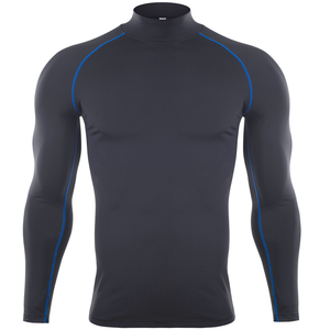 T-shirt de compression pour homme, manches longues, pour entraînement fitness, course à pied, musculation, respirant, noir - Product Image 4