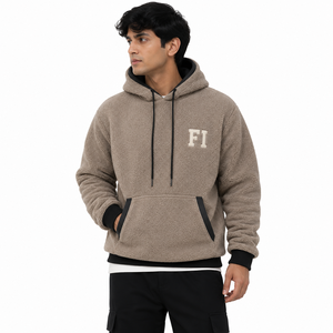 Veste à capuche zippée en polaire sherpa pour homme, sweat-shirt chaud décontracté, streetwear, vêtement d'extérieur d'hiver, fournisseur en gros - Product Image 1