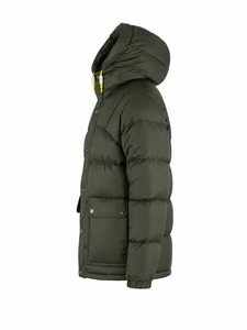 Veste matelassée à capuche pour homme, vert foncé, coupe-vent, rembourrée de duvet, manteau d'hiver décontracté, longueur normale, fermeture à boutons, 100% polyester - Product Image 3