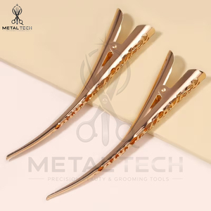 Pinces de sectionnement en acier inoxydable couleur or rose pour salon professionnel, barrettes de coiffure type bec de canard, outils de coiffage - Product Image 4