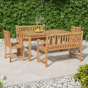 Conjunto de Comedor para Jardín Mediano, Madera de Teca Sólida Natural, Muebles Elegantes para Exteriores - Product Image 1