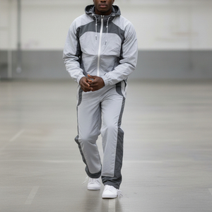 Vente Flash : Ensemble 2 Pièces Homme Streetwear à Capuche, Mi-Lourd, Résistant à l'Eau, Blocs de Couleurs, Panneaux Personnalisés, Survêtements en Nylon, Service OEM - Product Image 6