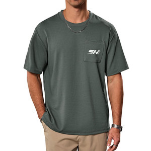 T-shirt de sport ample et moderne pour homme à manches courtes avec poche – Vêtement de musculation stylé – Fabricant de vêtements de sport - Product Image 3