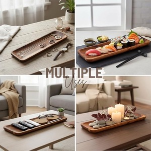 Premium Acacia Wood Serving <b>Tray</b> with Handles – Long Rectangular Wooden Food & Snack <b>Tray</b> for Kitchen Dining Hotel & Home Decor - Product Image 4