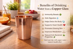 Simple Copper Glass Pure Copper Drinking Tumbler For Water Ayurvedic Health Use Kitchen Dining <b>Table</b> And Daily Drinkware Gift - Product Image 4