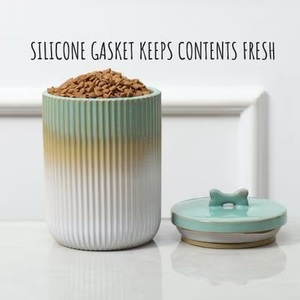 Luxury Ceramic Storage Canister Ribbed Ombre Glaze Airtight <b>Lid</b> Kitchen Organizer <b>Decorative</b> Counter Jar Premium Craftsmanship - Product Image 5