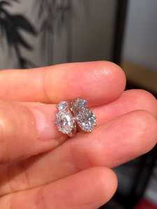 Boucles d'oreilles créoles en moissanite taille ovale et ronde, en argent 925 plaqué or, bijoux fins pour fiançailles, cadeau pour femme - Product Image 2