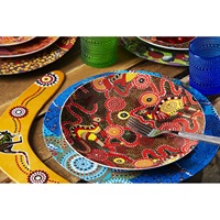Assiettes de Présentation Modernes Excelsa, Lot de 60-80 Pièces, Motif Aborigène, en Plastique, Diamètre 33 cm, Vaisselle Décorative pour Fêtes