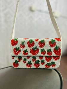 Bolso Rectangular Hecho a Mano con Cuentas de Vidrio Bordadas y Patrón de Mariposas Coloridas, Artesanía Textil, Lavable, para Uso Diario - Product Image 2