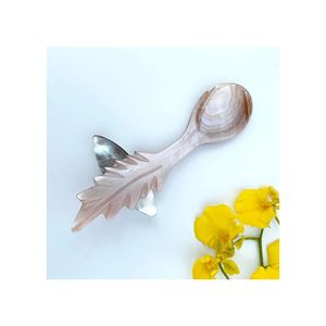 Ensemble de cuillères à caviar en nacre exquise, polies à la main, écologiques, avec découpeur de caviar naturel en forme de coquillage - Product Image 2