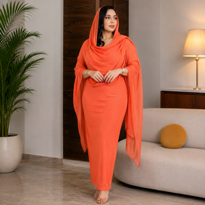 Toub soudanais |   Voile 100% Coton Orange Teint Uni, Tissu Léger, Respirant, Doux et Fluide pour Tenues Traditionnelles Féminines, 58 Pouces - Product Image 2