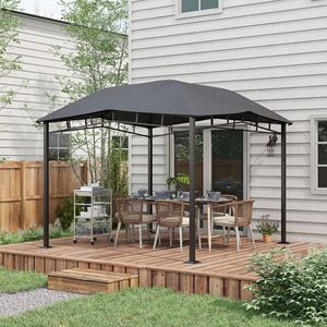 10FT X 10FT Soft Top Patio Gazebo Outdoor <b>Canopy</b> with Geometric <b>Roof</b> All Weather Steel Frame Gray Powder Coated Arbour - Product Image 2