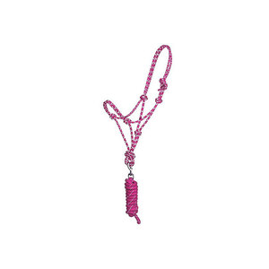 Cabestro de nailon rosa para caballo con diseño estampado y herrajes metálicos para uso ecuestre - Product Image 1