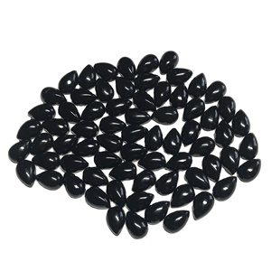 Vivaaz Gems AAA Grade 7x10mm naturel noir Onyx poire lisse Cabochon IGI certifié pierres précieuses en argent semi-précieux en vrac - Product Image 1