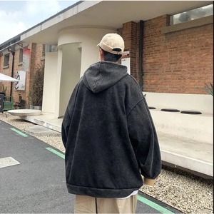 Sudadera con Capucha Extra Grande para Hombre, 100% Algodón, Felpa Francesa, Color Sólido Lavado, Diseño con Bolsillo, Informal, Otoñal, Tejida, Manga Larga - Product Image 5