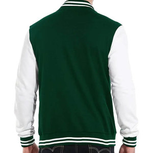 Veste de sport verte pour homme, manches blanches, couleur unie, boutons sur le devant, style décontracté, coupe classique, col rabattu, vêtement d'automne - Product Image 3