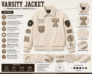 Wool Varsity <b>Jacket</b> Top <b>Jackets</b> Leather Sleeves Customizable Blank Embroidered Patches Winter Varsity <b>Jacket</b> Wool Lining Cotton - Product Image 6
