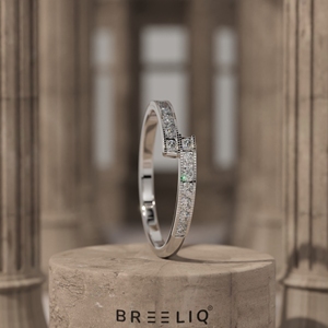 Anillo de Oro con Diamantes Cultivados en Laboratorio, Diseño Cruzado Minimalista, Banda Apilable, Diseño Único Superpuesto, Joyería Fina, Regalo para Mujer - Product Image 1