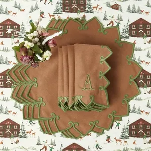 Set de table en lin tissé à la main avec broderie, style européen, écologique, personnalisable, décoration de table à manger - Product Image 3