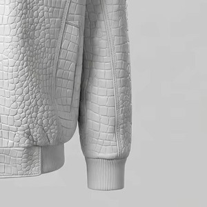Veste matelassée à capuche pour homme en PU blanc effet croco avec doublure en fourrure, coupe-vent, manteau d'hiver décontracté, coupe régulière, fermeture éclair sur le devant - Product Image 3