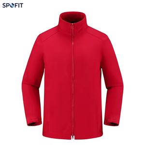 SPOFIT Chaqueta de forro polar para hombre, cuello alto, cremallera completa, deportiva, color gris oscuro, manga larga - Product Image 3