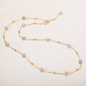Collar de Perlas de Agua Dulce de Alta Gama de Zhuji para Niñas, Color Morado Cielo Estrellado, Cadena de Clavícula Versátil, Pequeño para el Verano - Product Image 2