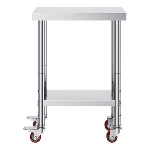 โต๊ะทำงานสแตนเลสสำหรับครัวเชิงพาณิชย์ รับน้ำหนักได้ 700 ปอนด์ ขนาด 12 x 24 x 34 นิ้ว พร้อมล้อ 4 ล้อ ปรับได้ 3 ระดับ - Product Image 6