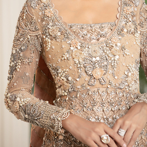 Vestido de novia moderno de lehenga hasta el suelo, con adornos de cristal y bordados 100% algodón personalizables - Product Image 5