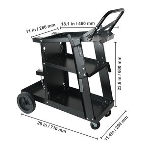 Chariot de soudage robuste 400 lb avec roues pivotantes à 360 degrés, rangement à 3 niveaux pour réservoirs et chaînes de sécurité - Product Image 5