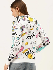 เสื้อฮู้ดผู้หญิง พิมพ์ลายการ์ตูน แขนยาว ทรงปกติ สวมใส่สบาย ผ้าฝ้ายถัก 100% สไตล์ฤดูใบไม้ร่วง - Product Image 3