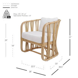 Sillón decorativo para sala de estar en diseño de ratán - Product Image 4